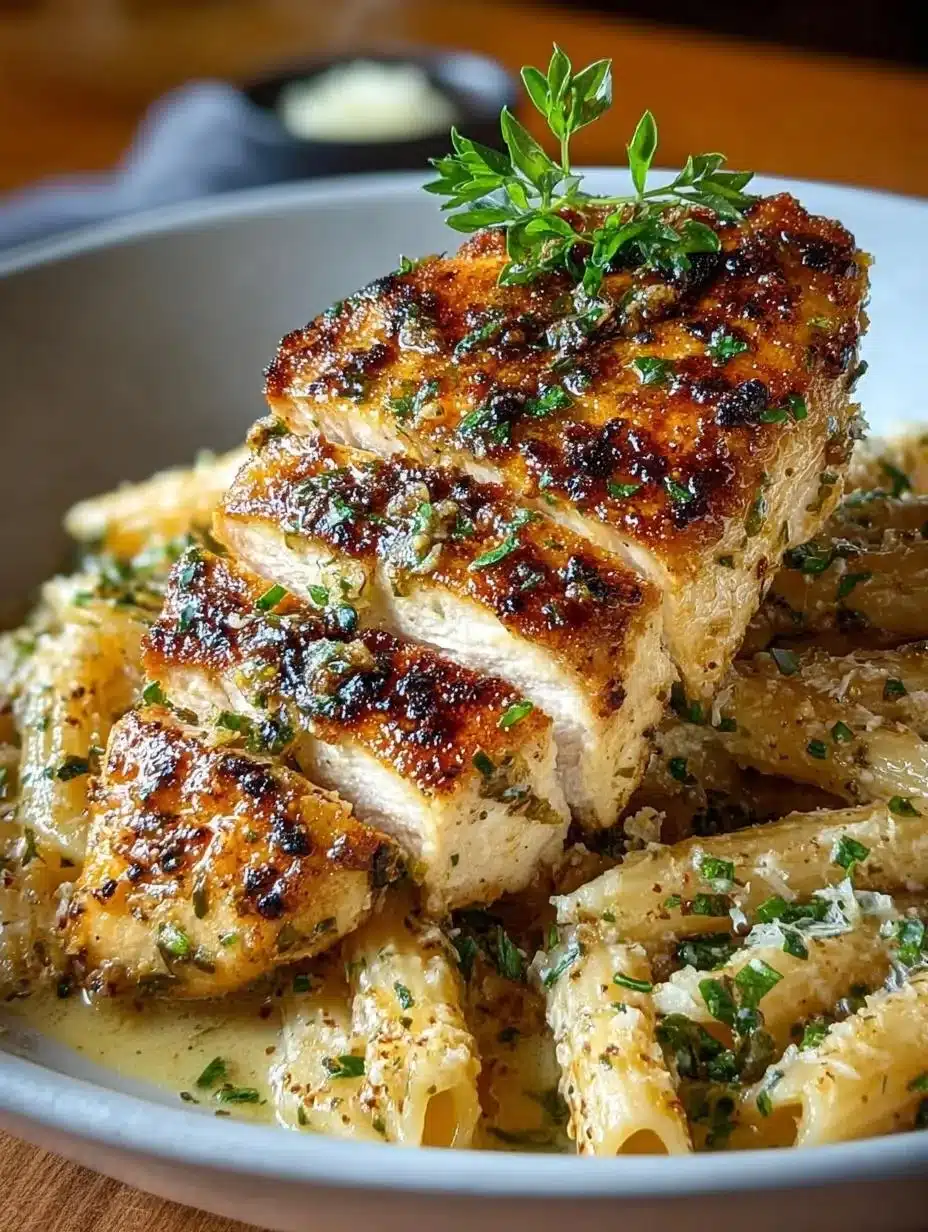 Healthy Garlic Parmesan Chicken 1 Healthy garlic parmesan chicken garnished with herbs and served on a plate