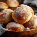 Freshly baked homemade bread on a wooden table