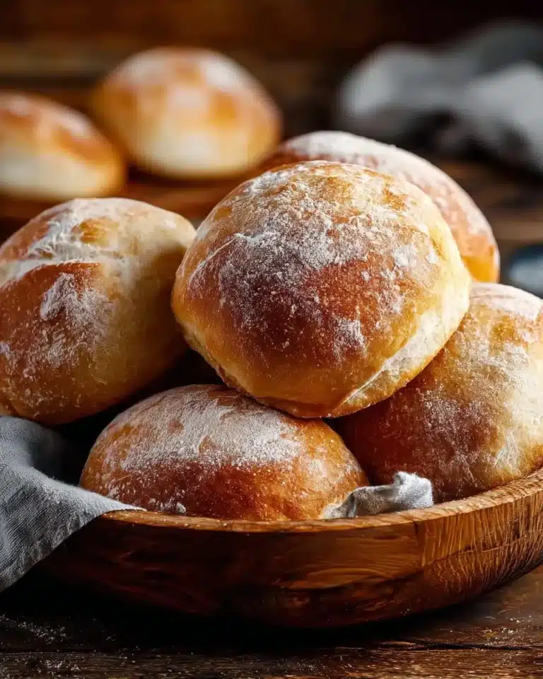 Freshly baked homemade bread on a wooden table