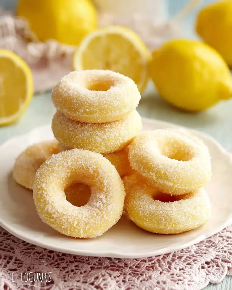 Delicious lemon sugar baked donuts topped with vibrant lemon zest.