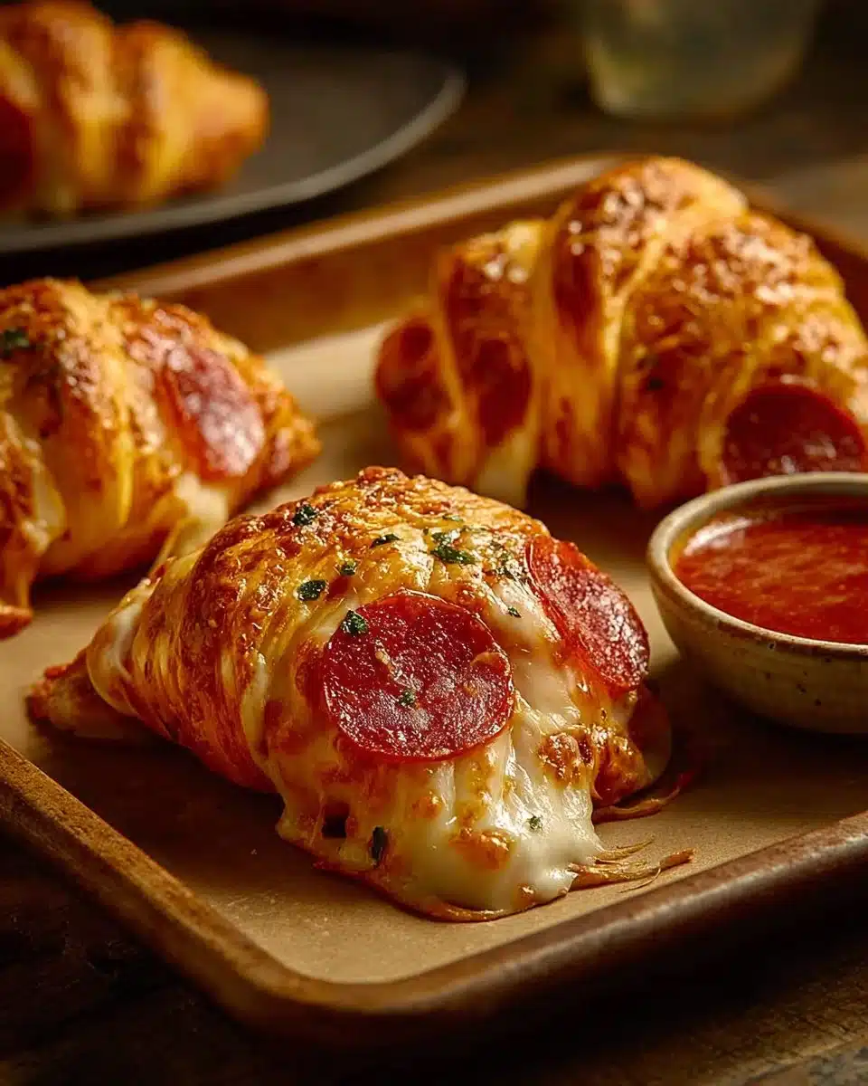 Mozzarella Pepperoni Croissant Rolls 1 Mozzarella pepperoni croissant rolls freshly baked and golden brown