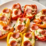 Delicious Pizza Stuffed Mini Peppers ready to serve.