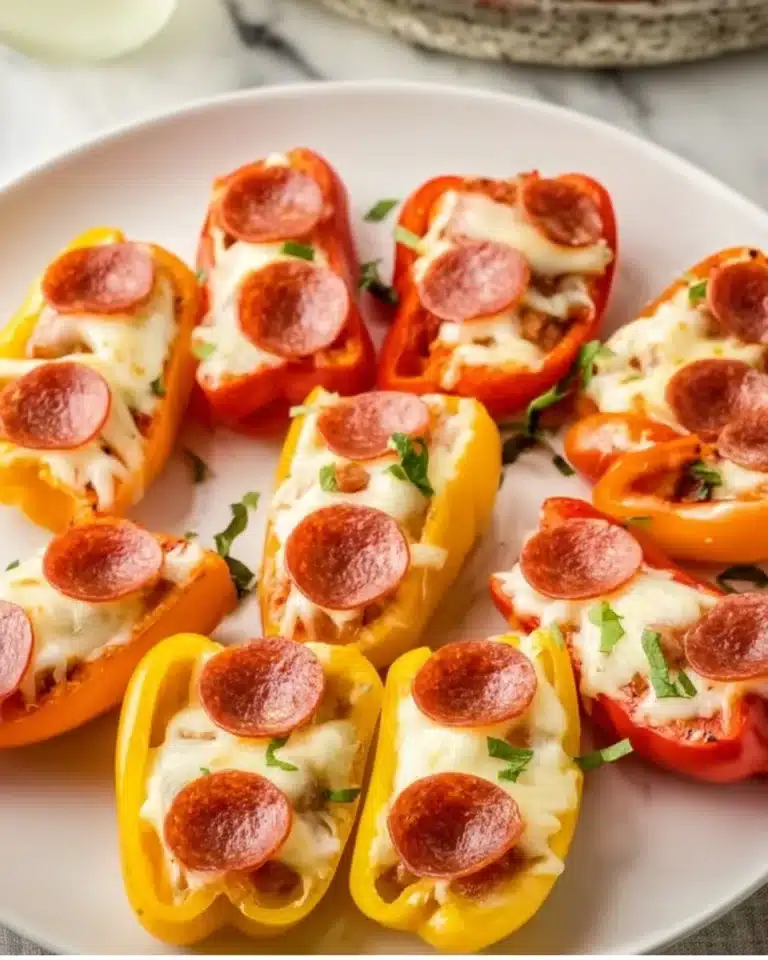 Delicious Pizza Stuffed Mini Peppers ready to serve.