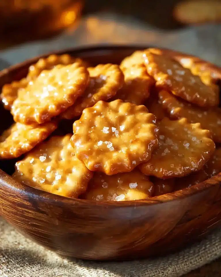 Delicious Salted Caramel Cracker Bites on a white plate