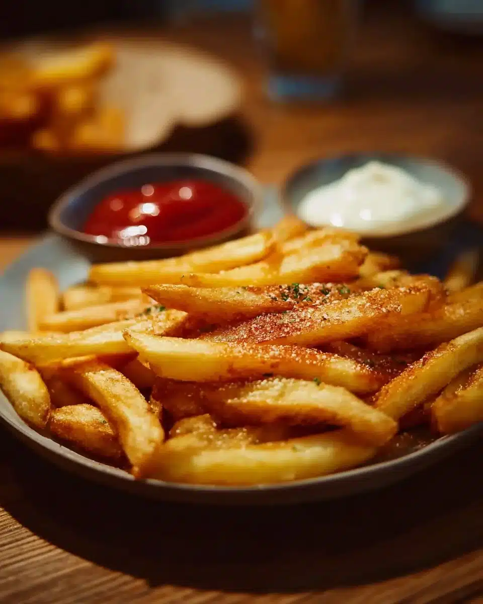Seasoned French Fries 1 Crispy seasoned French fries served in a bowl with herbs and seasoning.