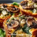 Spinach mushroom quiche muffins fresh out of the oven, ready to serve.