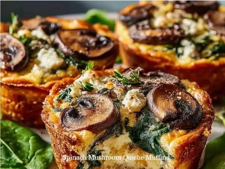 Spinach mushroom quiche muffins fresh out of the oven, ready to serve.