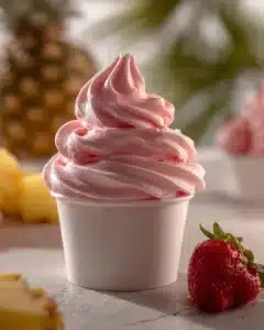 Delicious Strawberry Dole Whip dessert in a bowl