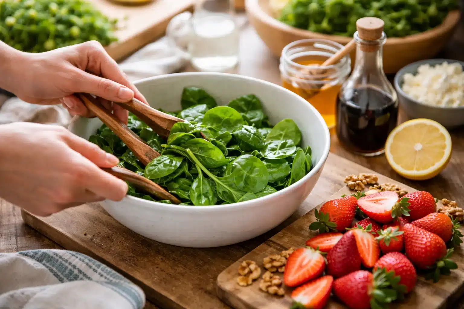 Overhead flat-lay view of the finished dish beautifully styled