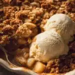 Delicious homemade apple crumble dessert with a golden crust