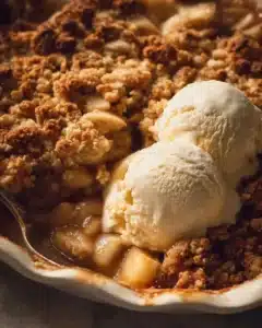 Apple Crumble 5 Delicious homemade apple crumble dessert with a golden crust