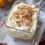 Delicious homemade banana pudding with whipped cream and bananas