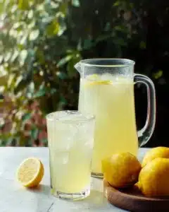 Bright and refreshing citrus lemonade in a glass with lemon slices and mint
