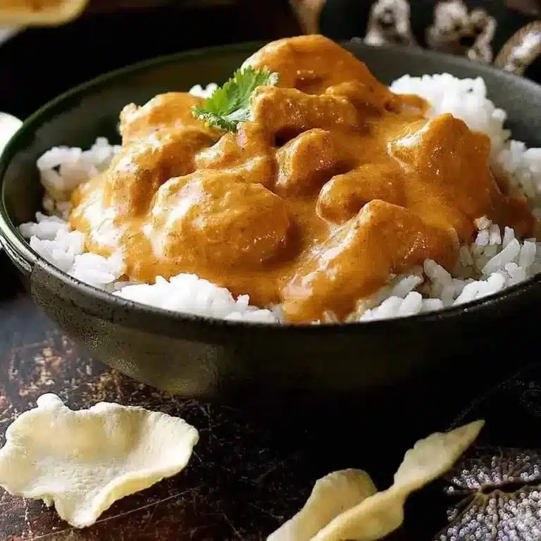 Creamy Butter Chicken served with naan on a plate