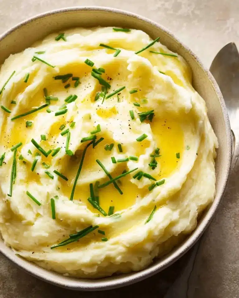 Delicious creamy mashed potato dish served in a bowl with a sprig of parsley