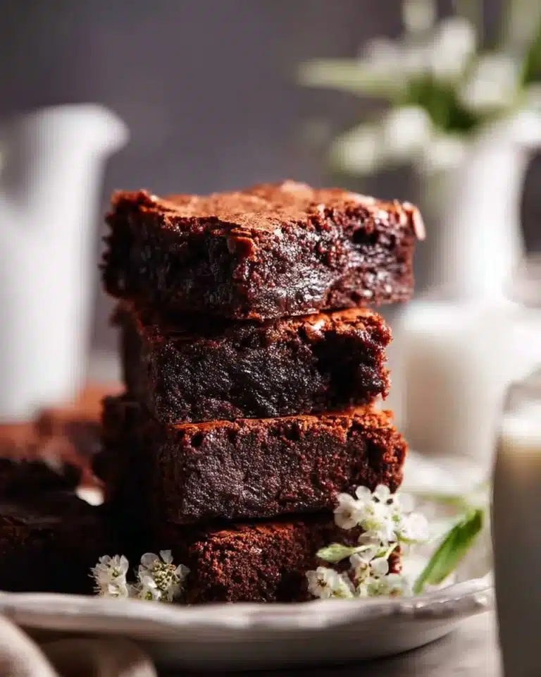 Delicious flourless chocolate brownies on a plate, gluten-free dessert