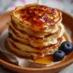 Fluffy and healthy cottage cheese pancakes made with just three ingredients