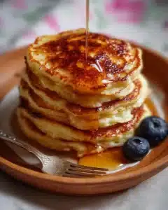 Fluffy and healthy cottage cheese pancakes made with just three ingredients