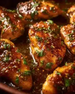 Delicious Honey Garlic Chicken Breast served with vegetables on a plate