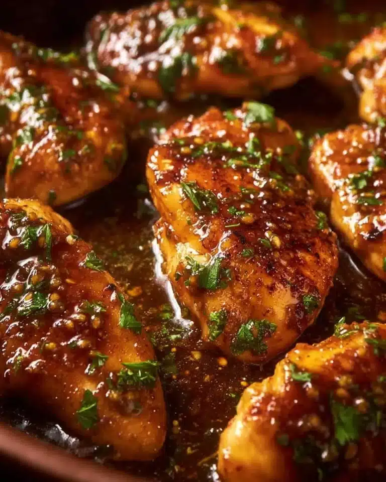 Delicious Honey Garlic Chicken Breast served with vegetables on a plate