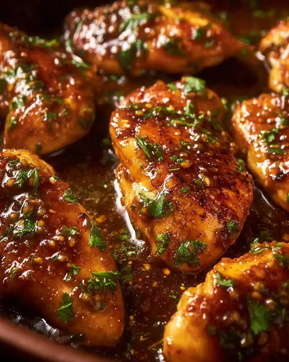 Delicious Honey Garlic Chicken Breast served with vegetables on a plate