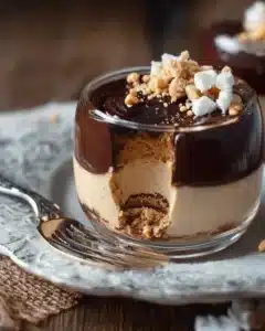 Delicious Peanut Butter Cup Cottage Cheese Mousse in a dessert bowl