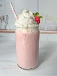 Protein-Packed Strawberry Shake 3 Protein-packed strawberry shake with fresh strawberries and protein powder