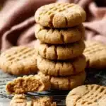 Close-up of soft and thick peanut butter cookies on a plate