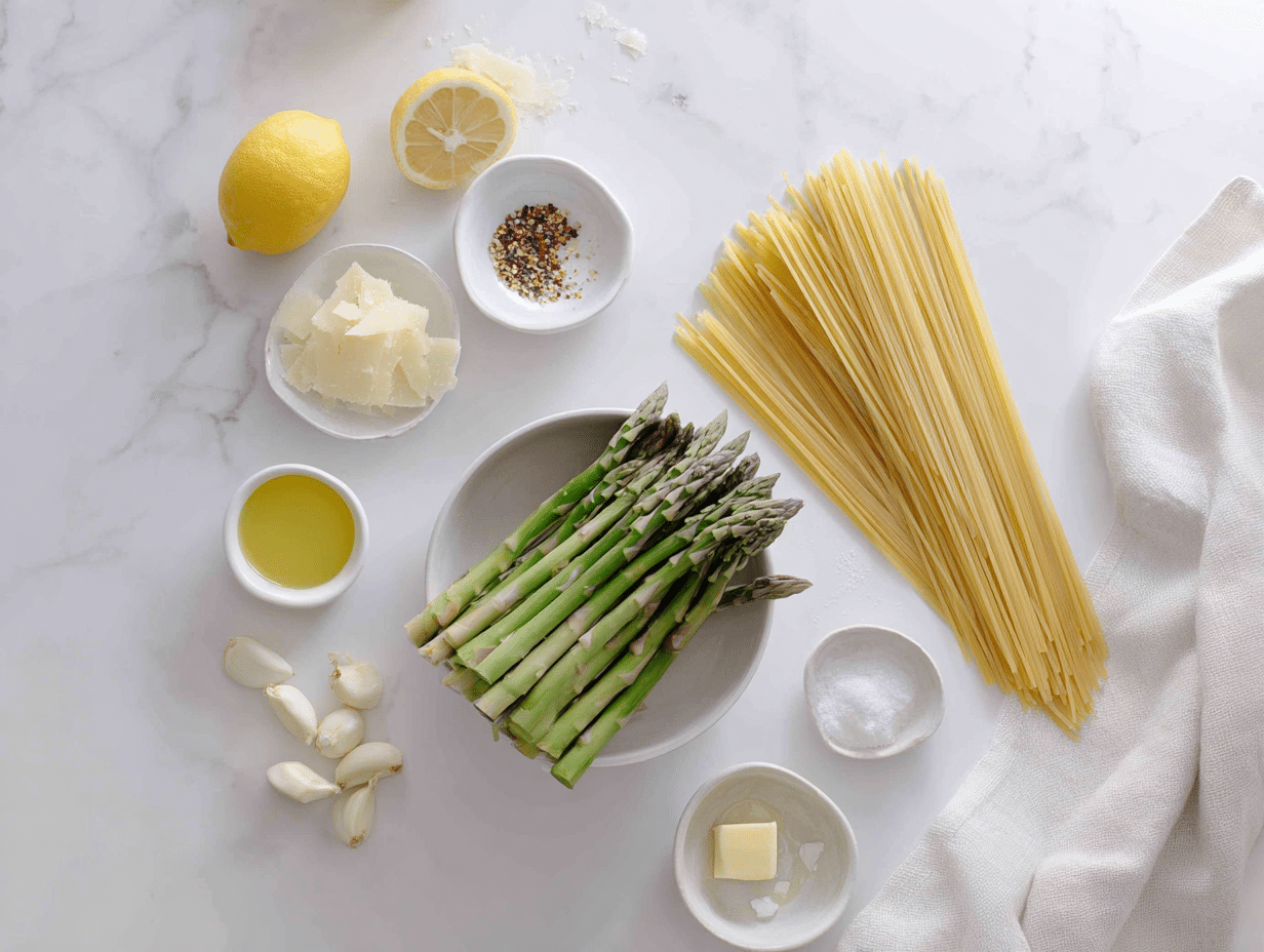 All ingredients measured and laid out on a cutting board
