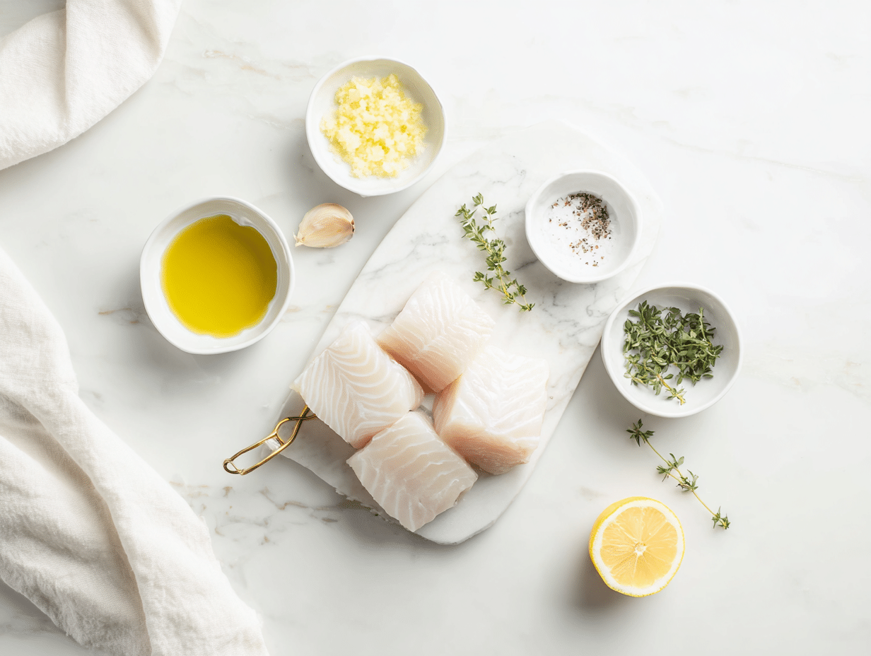 All ingredients measured and laid out on a cutting board