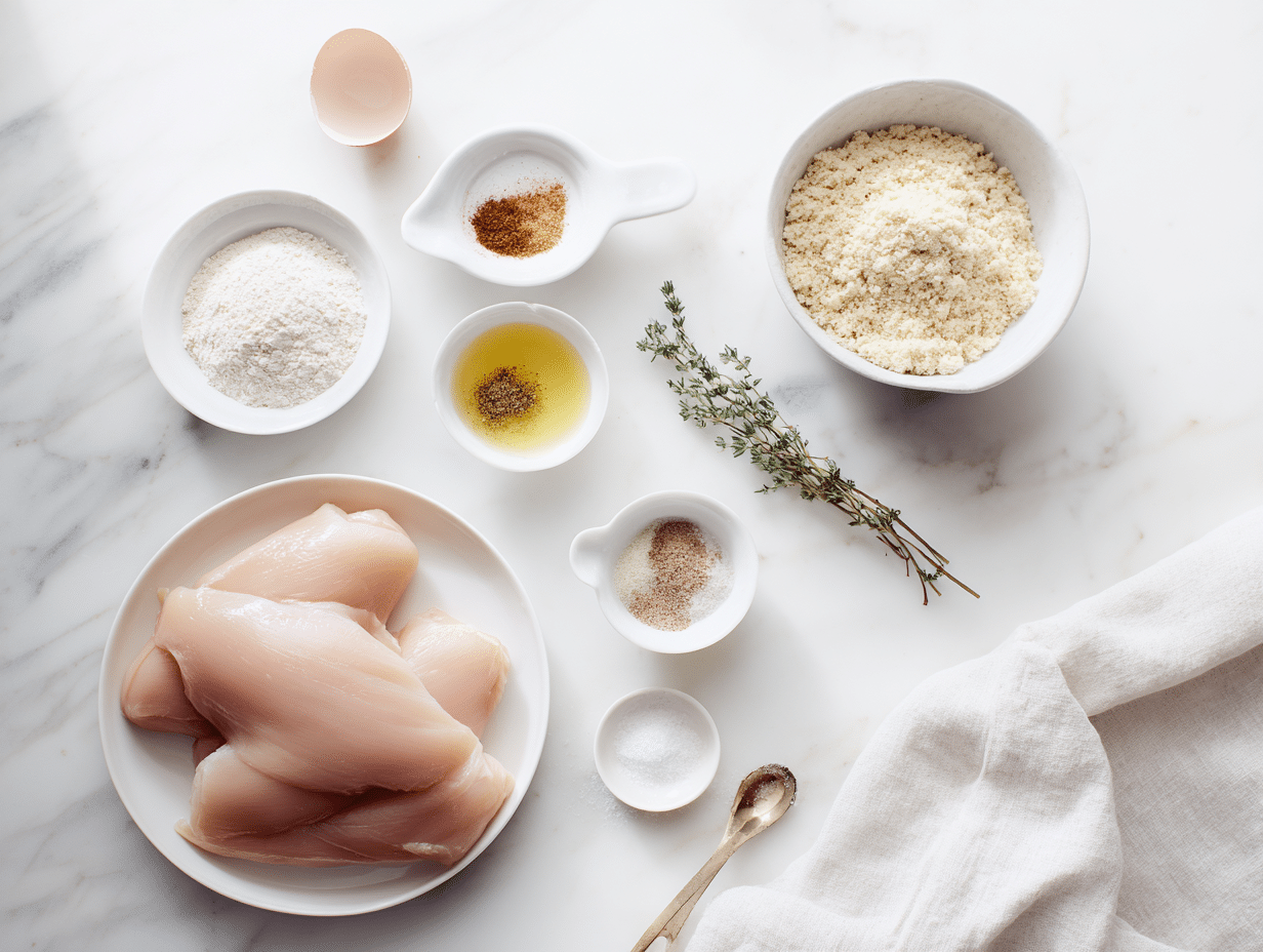 All ingredients measured and laid out on a cutting board