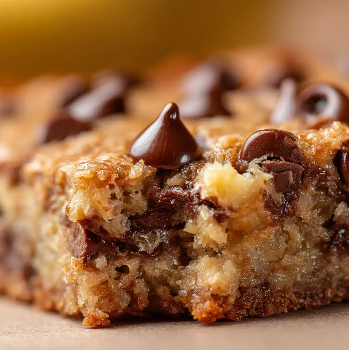 Close-up crumb shot showing tender texture studded with mini chocolate morsels