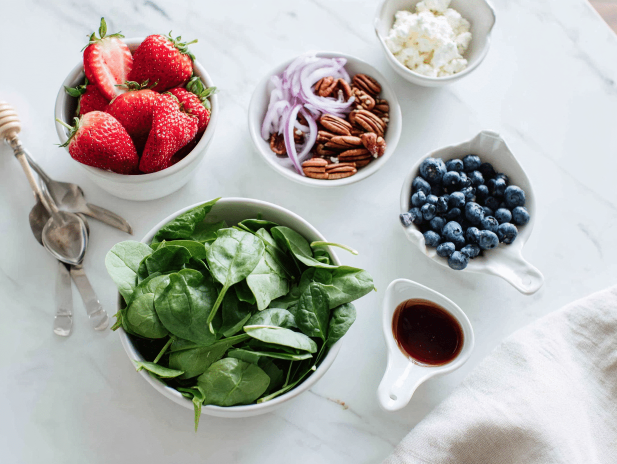 All ingredients measured and laid out on a cutting board