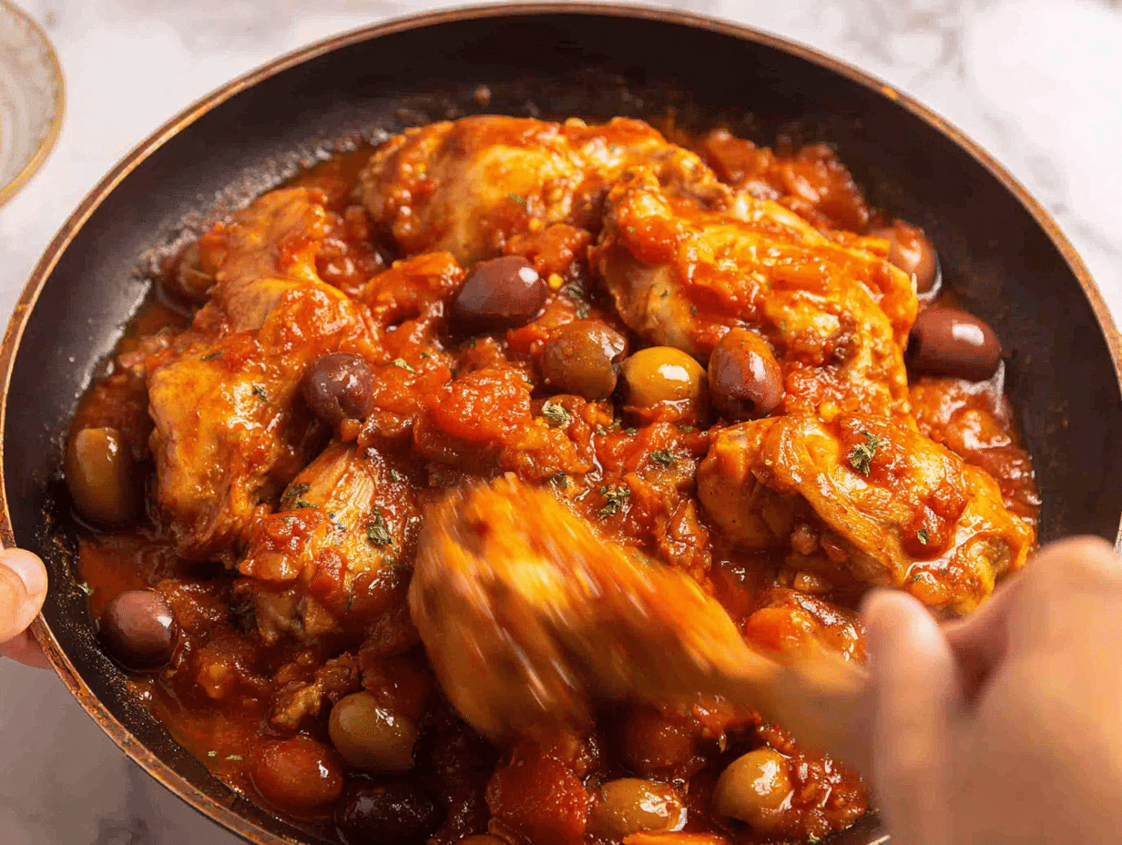 Cooking process action shot showing preparation in the kitchen