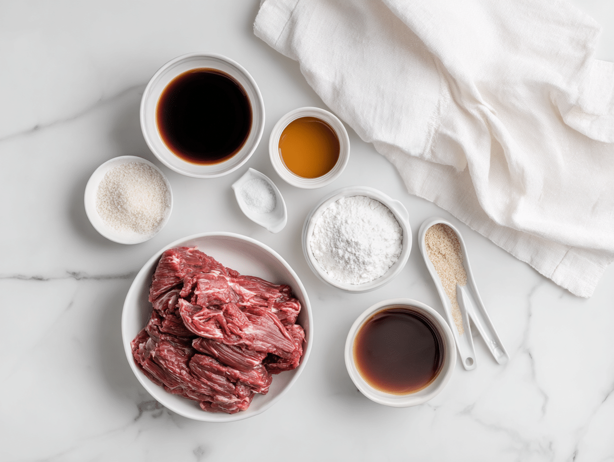 All ingredients measured and laid out on a cutting board