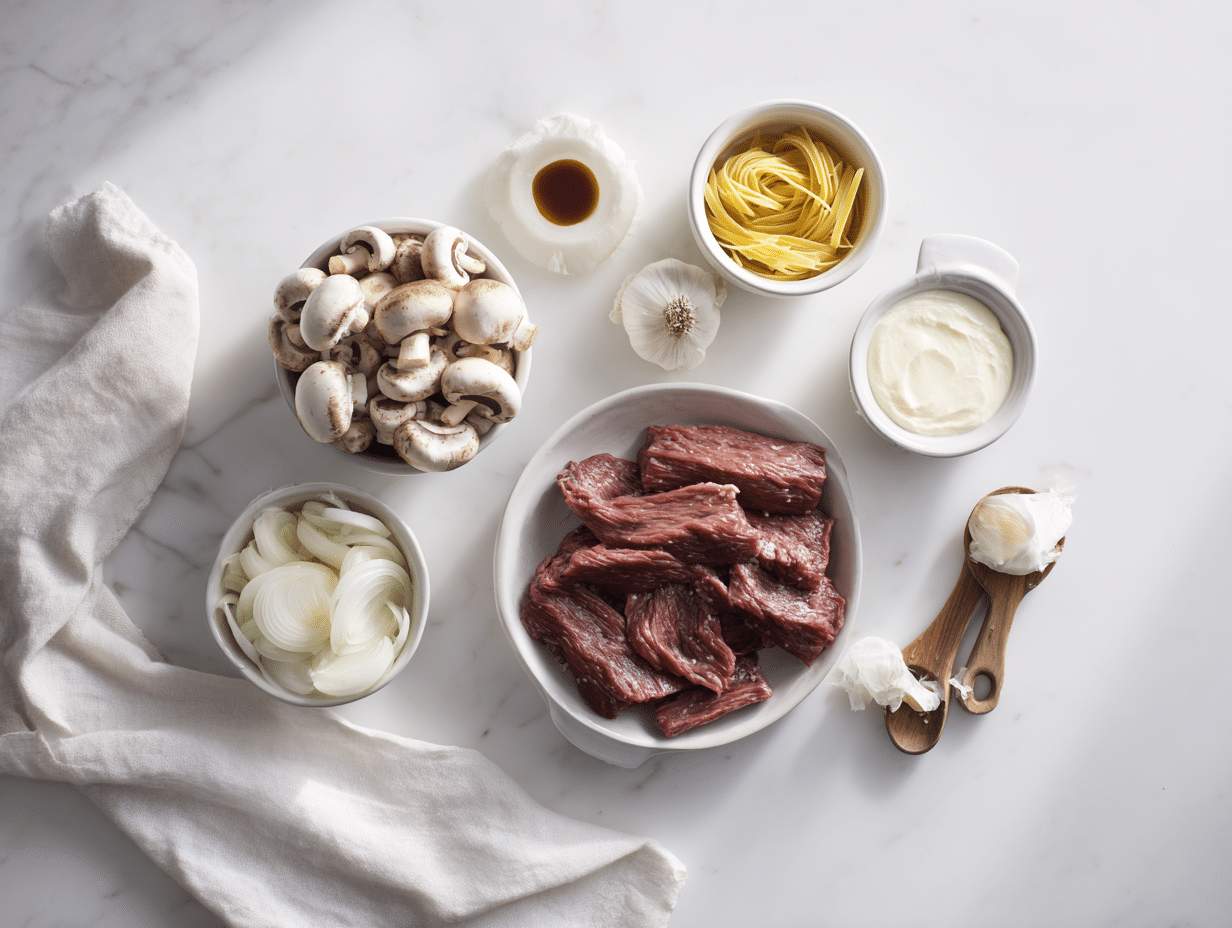 All ingredients measured and laid out on a cutting board
