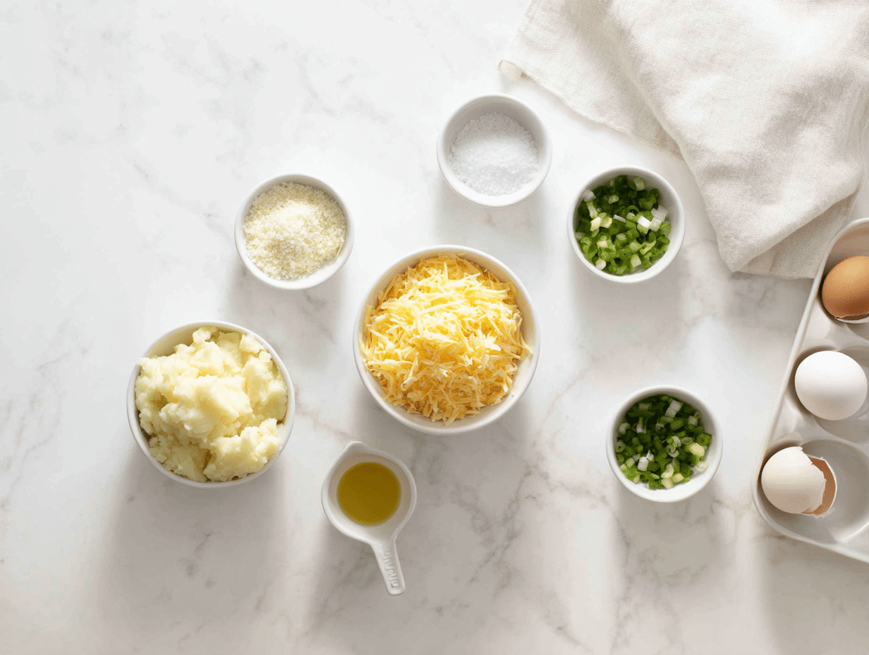 All ingredients measured and laid out on a cutting board