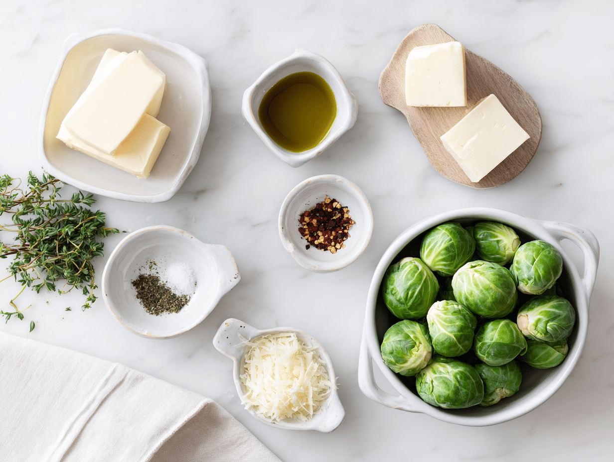 All ingredients measured and laid out on a cutting board