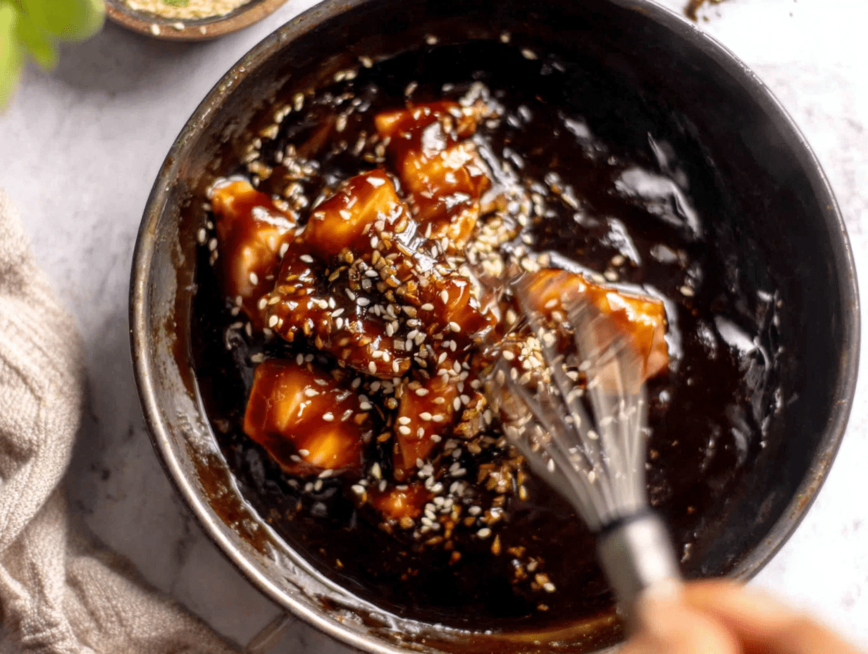 Cooking process action shot showing preparation in the kitchen