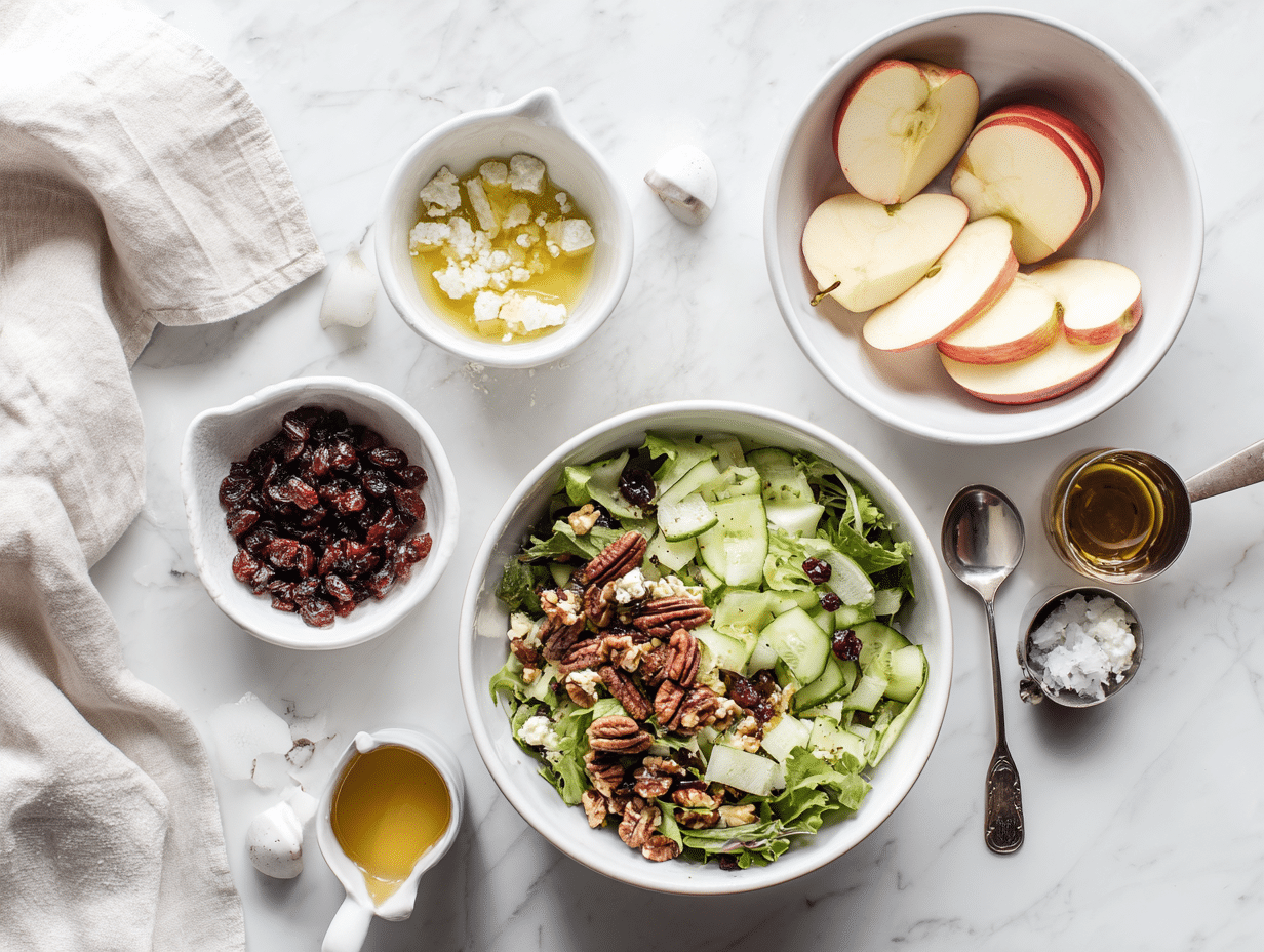 All ingredients measured and laid out on a cutting board