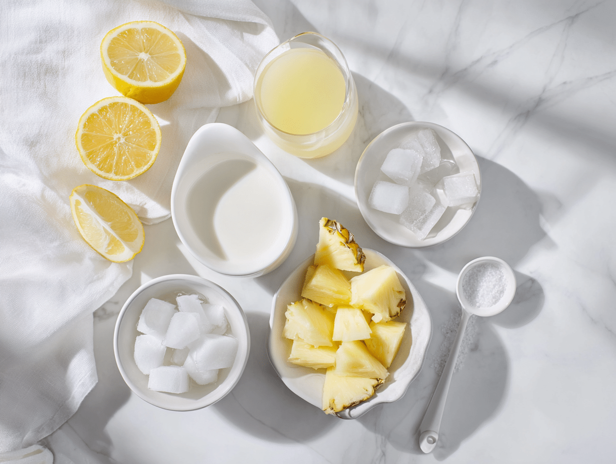 All ingredients measured and laid out on a cutting board
