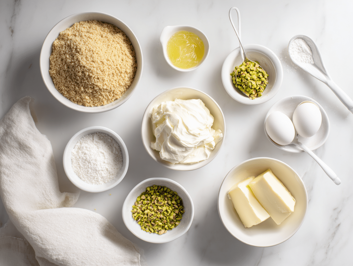 All ingredients measured and laid out on a cutting board