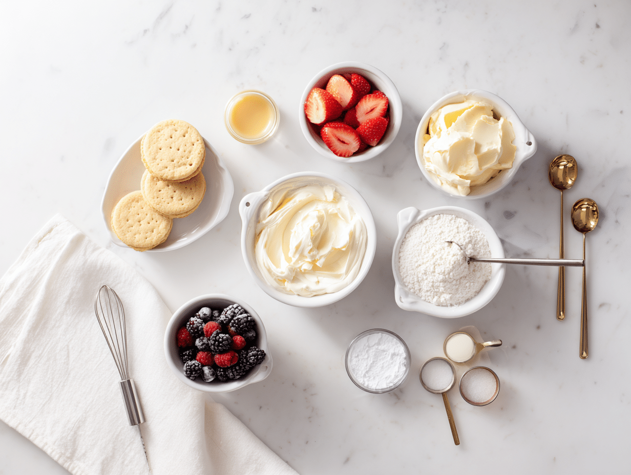 All ingredients measured and laid out on a cutting board
