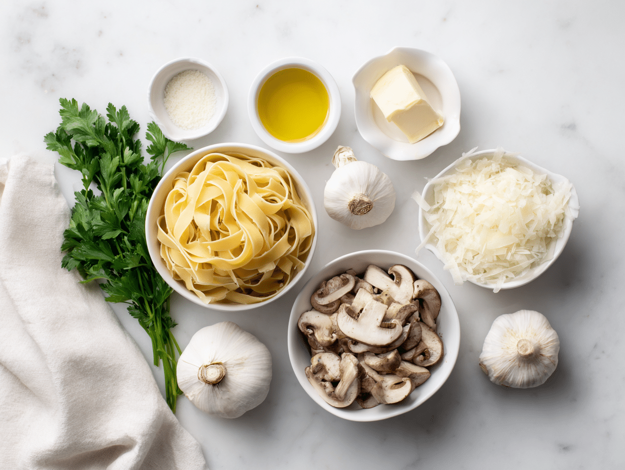 All ingredients measured and laid out on a cutting board