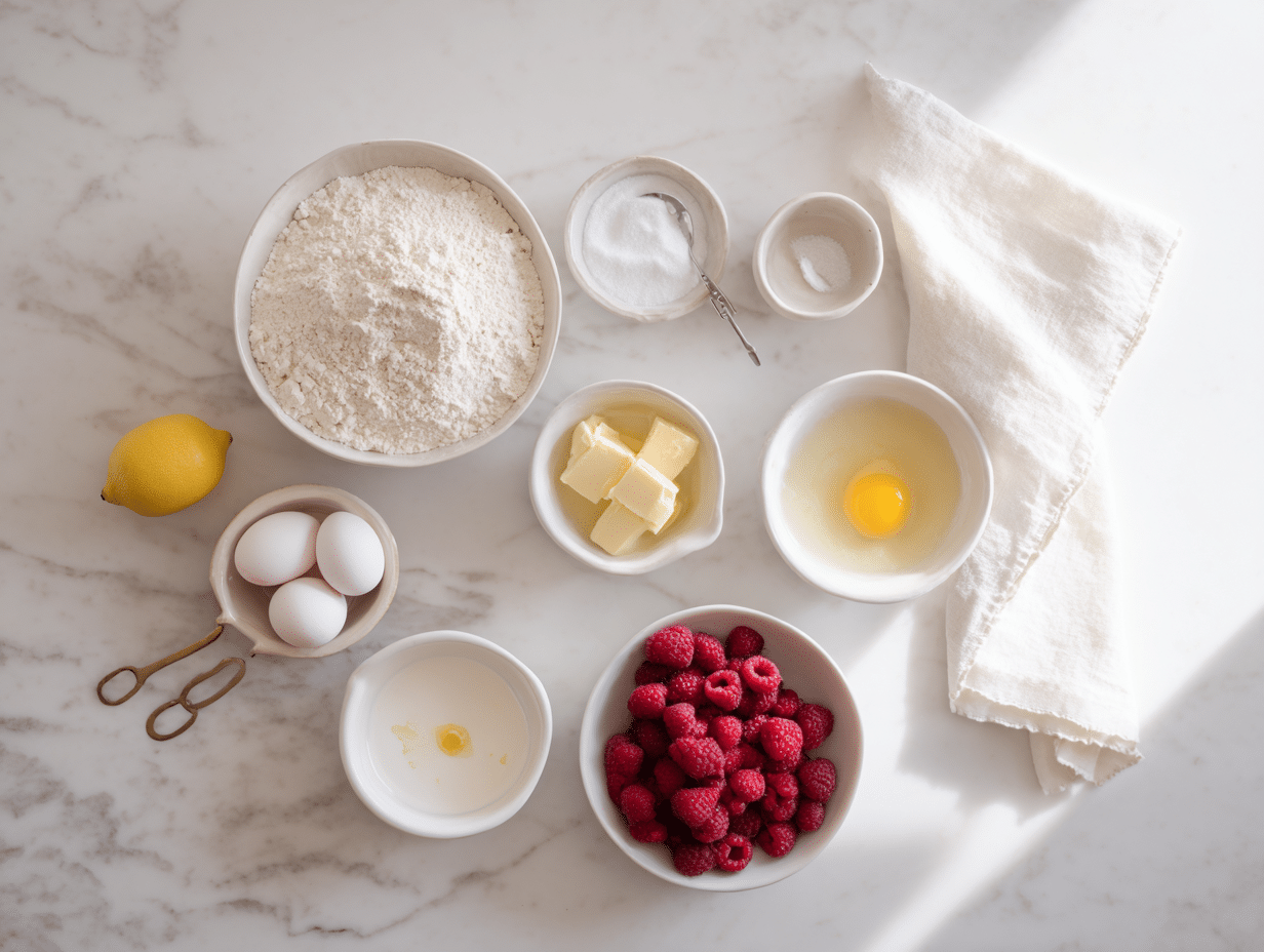 All ingredients measured and laid out on a cutting board