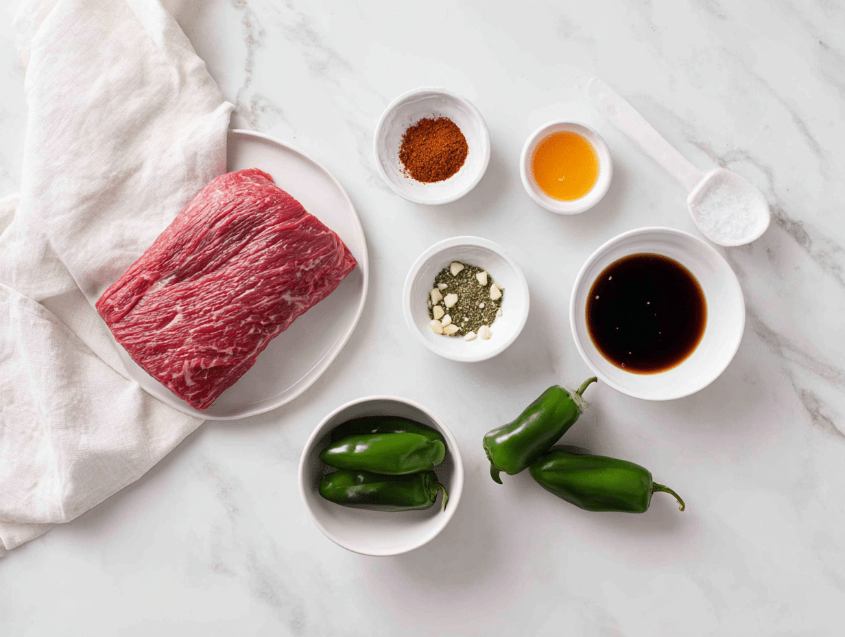 All ingredients measured and laid out on a cutting board