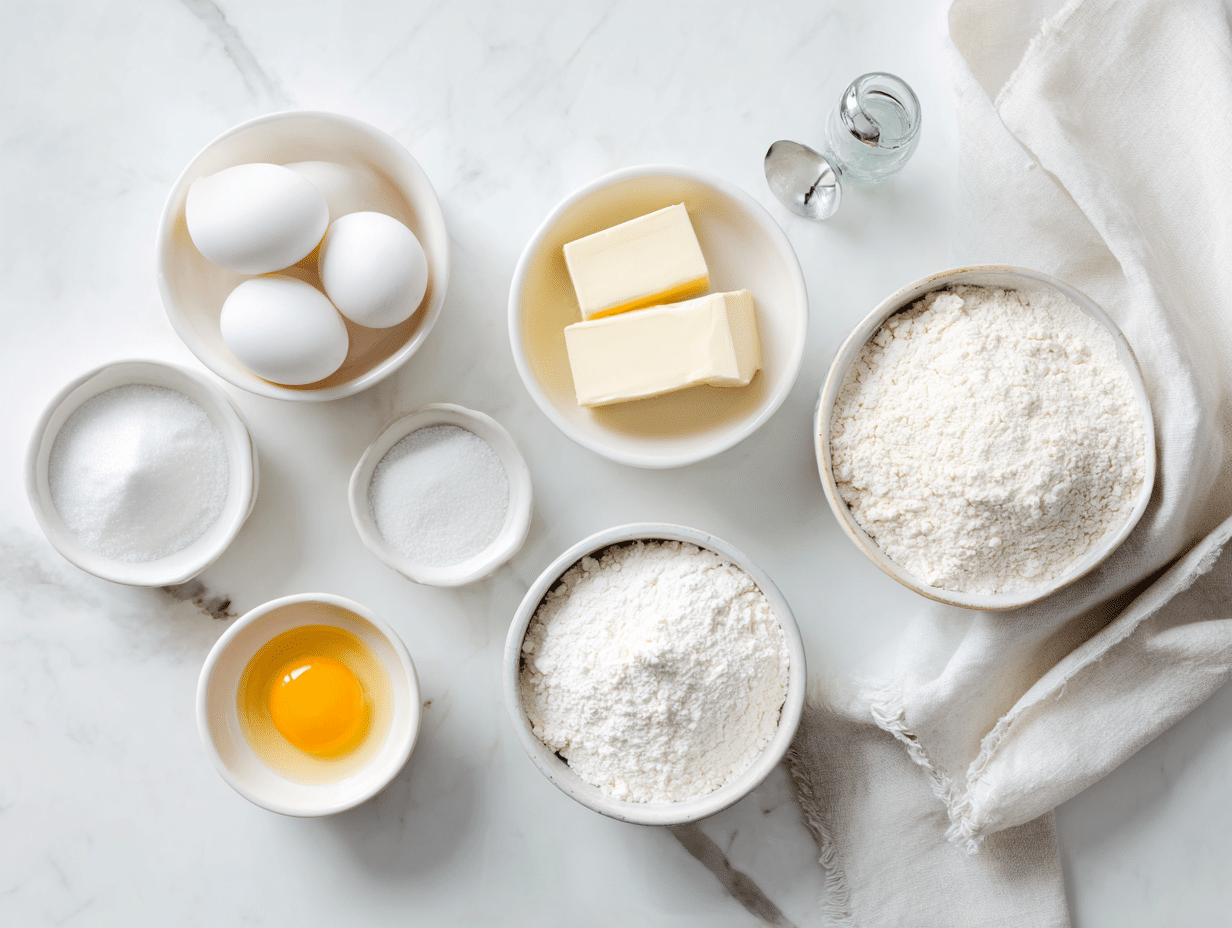 All ingredients measured and laid out on a cutting board