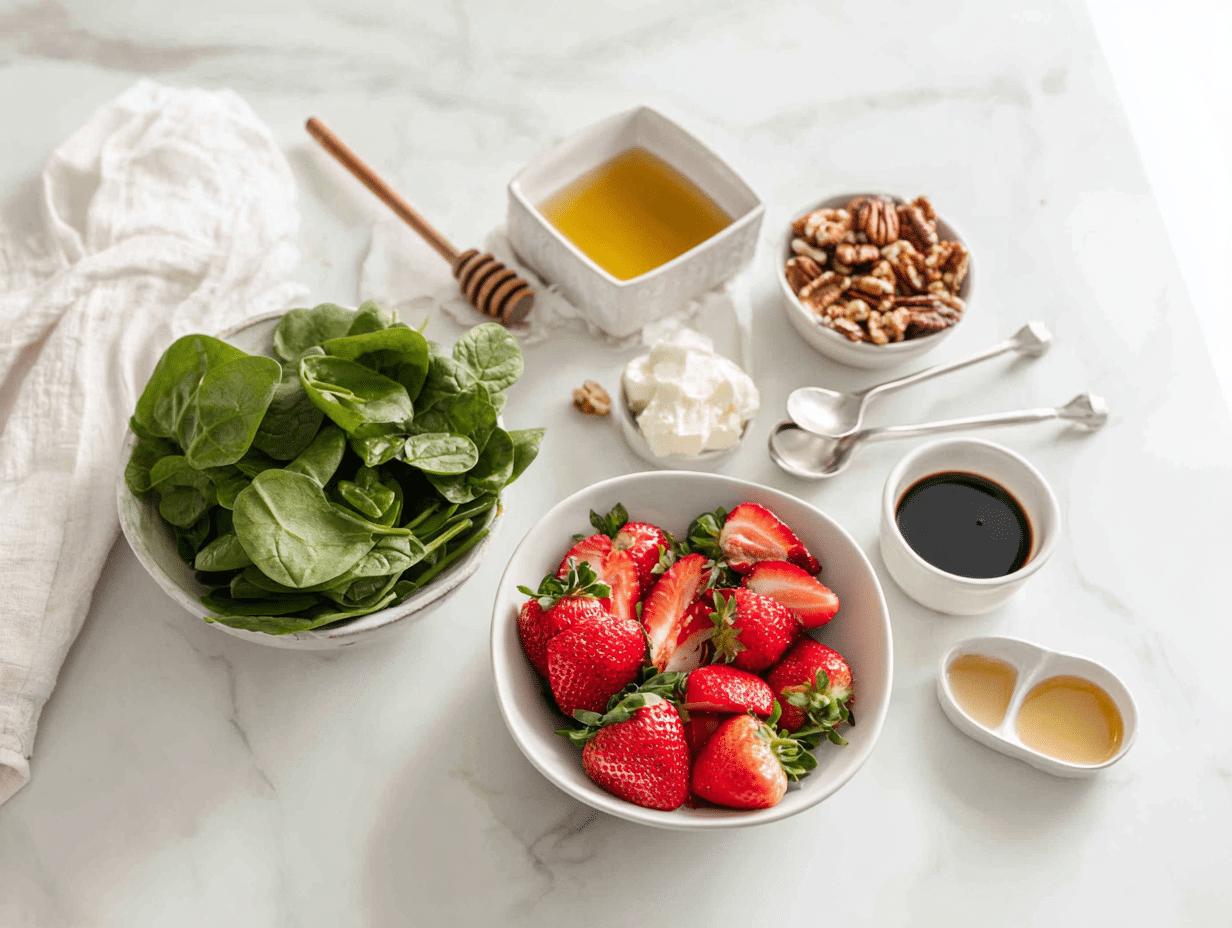 All ingredients measured and laid out on a cutting board