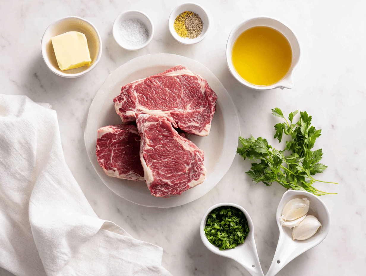 All ingredients measured and laid out on a cutting board