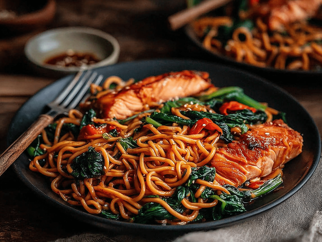 Overhead flat-lay view of the finished dish beautifully styled